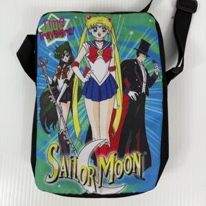 Sailor Moon Time Travelers Black Cross Body Bag Adjustable Strap Zipper Pouch